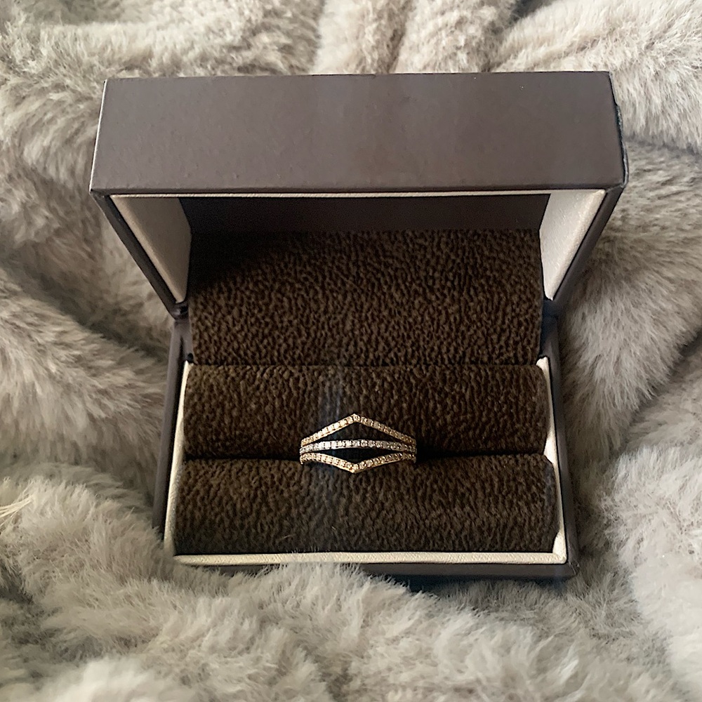 Lord and Taylor 14K Yellow Gold and 0.5ctw Diamond Geometric Open Work Ring Sz 7